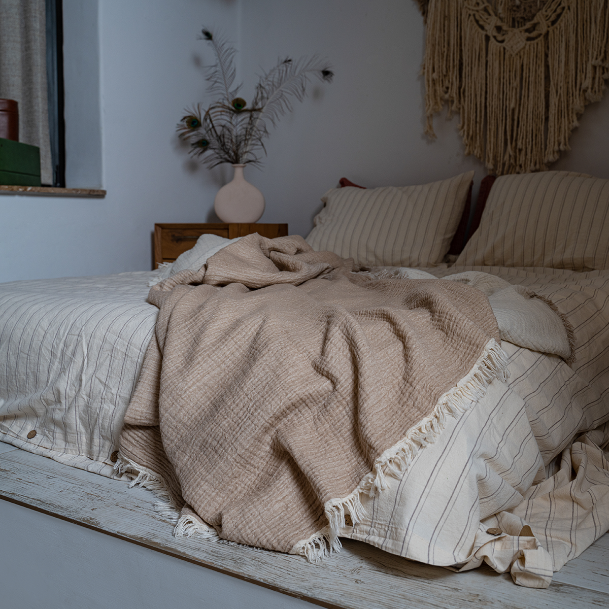 3 Kat Muslin %100 Pamuk | Lina (210 × 225 cm)