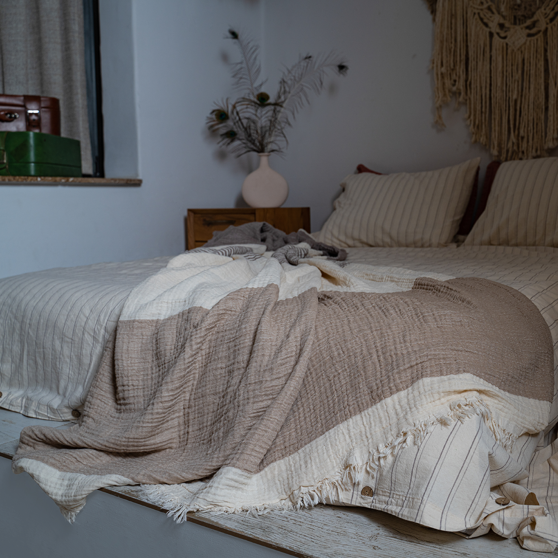 3 Kat Muslin %100 Pamuk | Lina (210 × 225 cm)