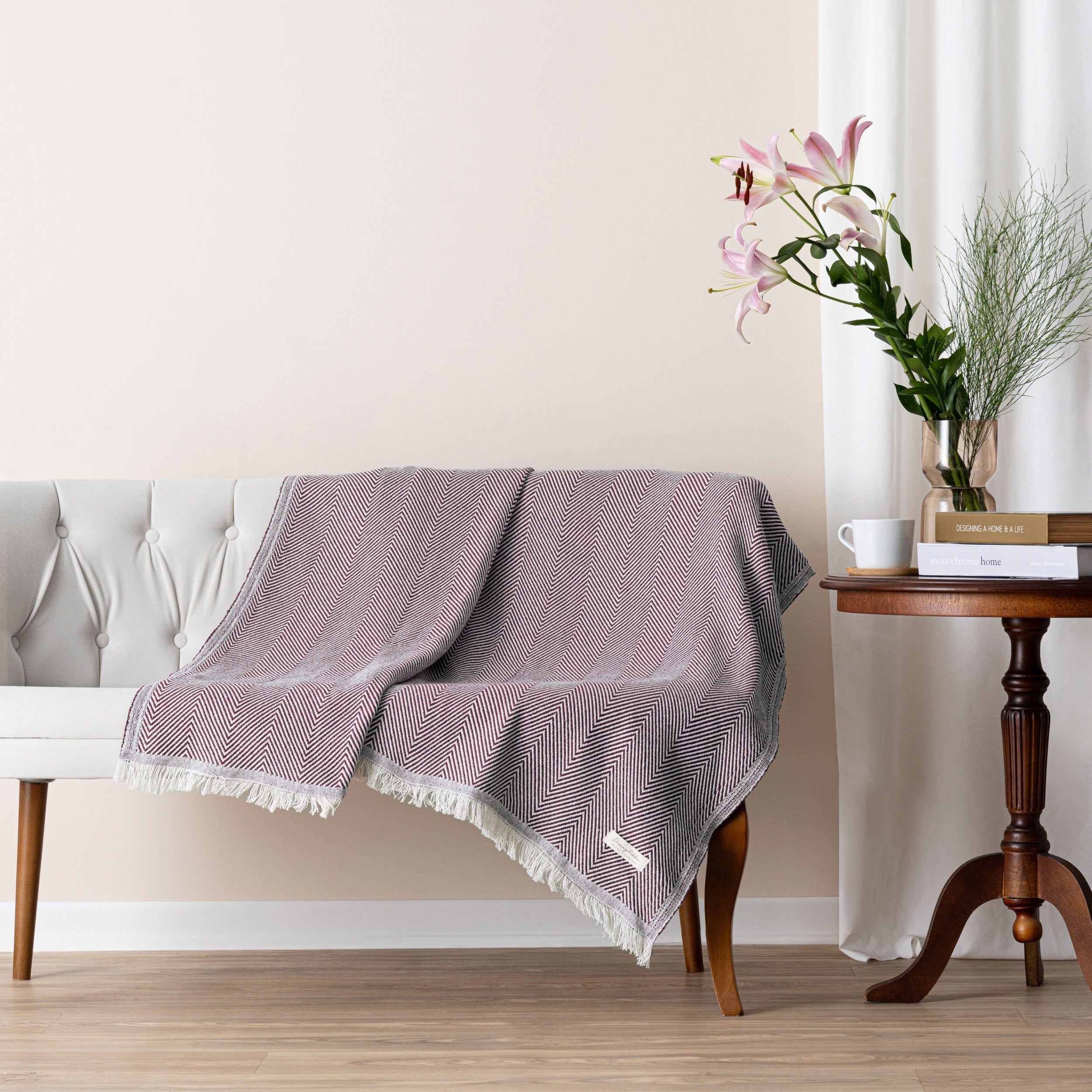 Çift Kişilik Pike 200x230 cm – Pamuk Karışımlı, Çift Taraflı, Hafif & Nefes Alabilen Battaniye (Bordo)