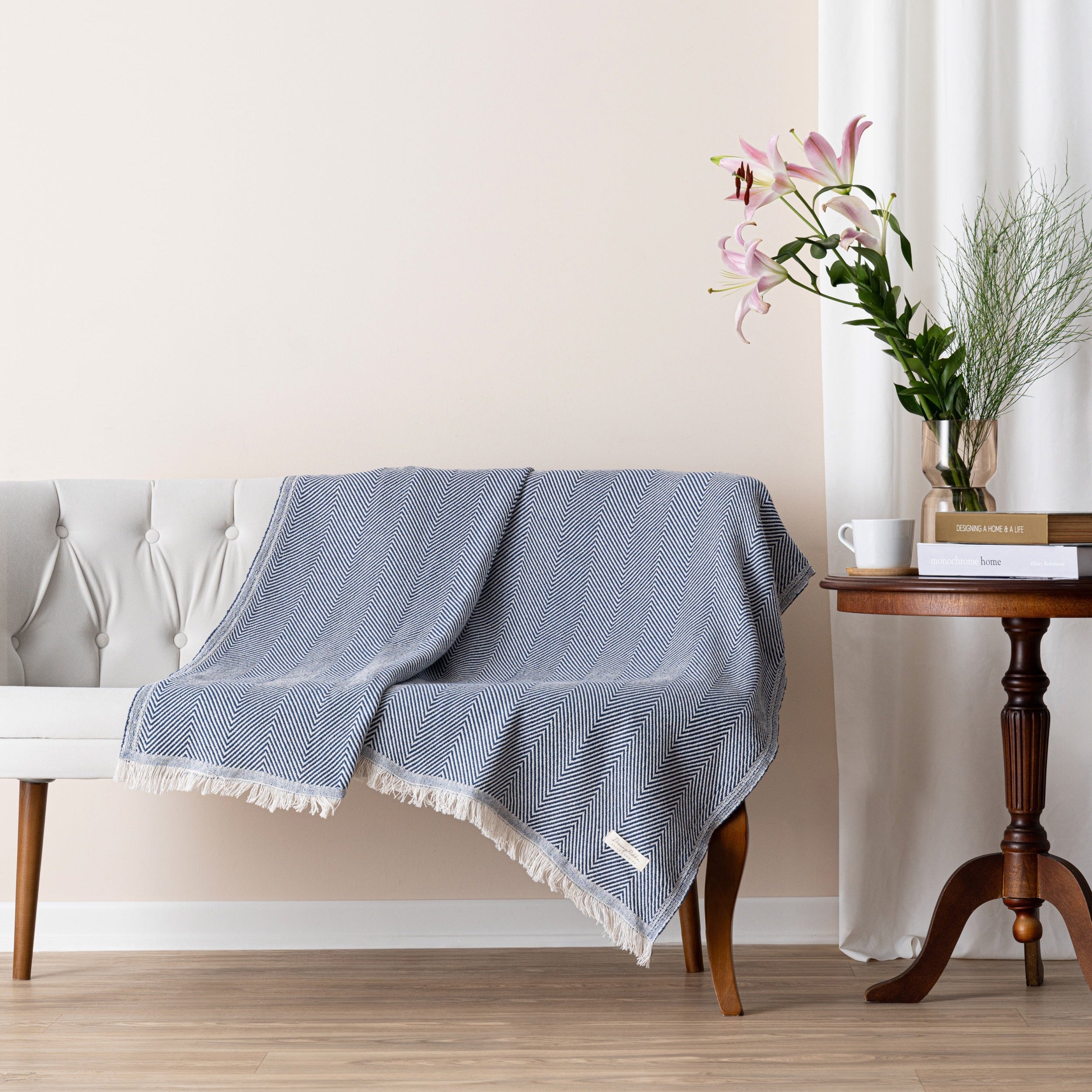 Çift Kişilik Pike 200x230 cm – Pamuk Karışımlı, Çift Taraflı, Hafif & Nefes Alabilen Battaniye (İndigo Mavi)