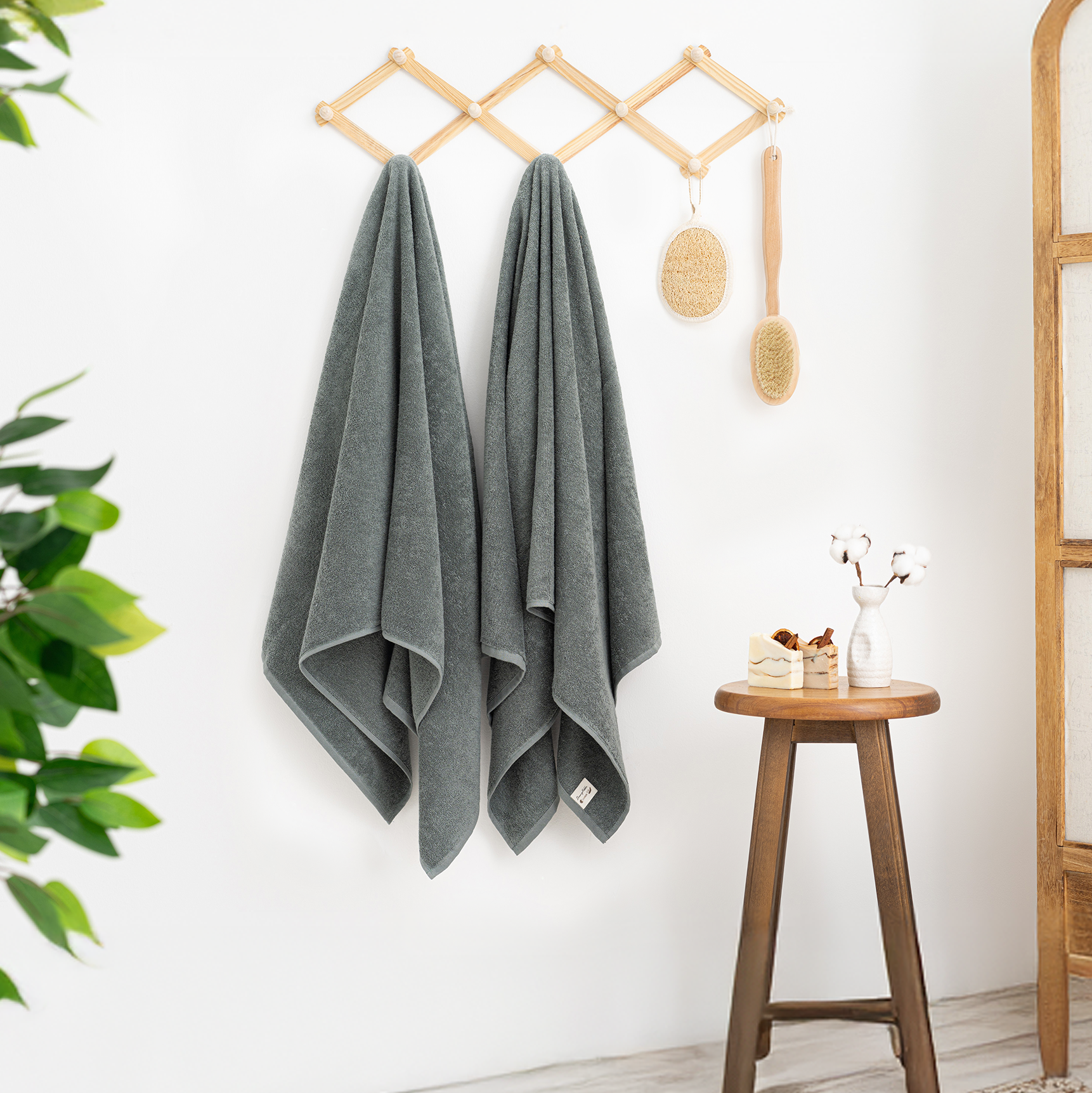 2li Banyo Havlusu Seti I Çakıl Küfü I %100 Pamuk (2’li 76x137 cm)